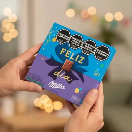 Bombones milka feliz dia con mensaje
